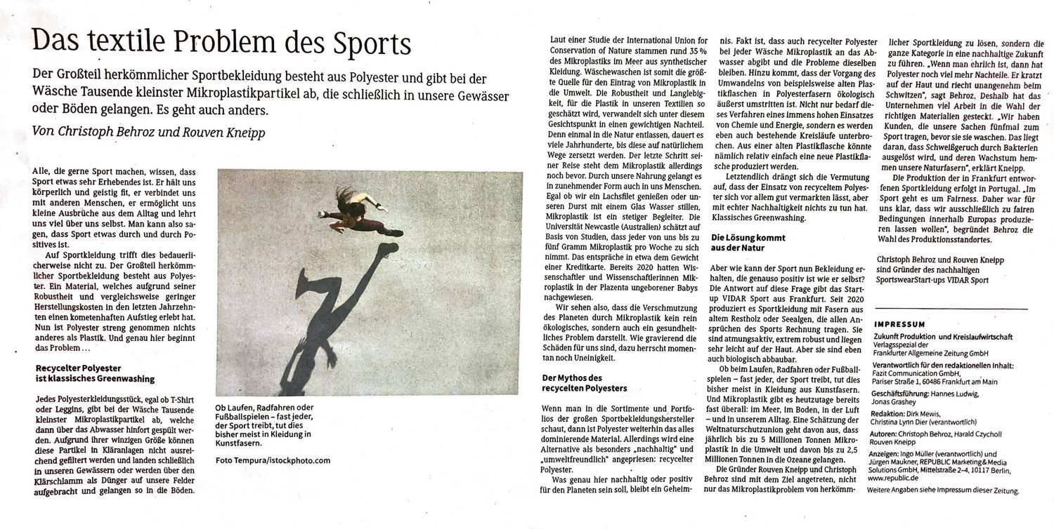 Unser FAZ Artikel: Die Problematik synthetischer Materialien in Sportbekleidung