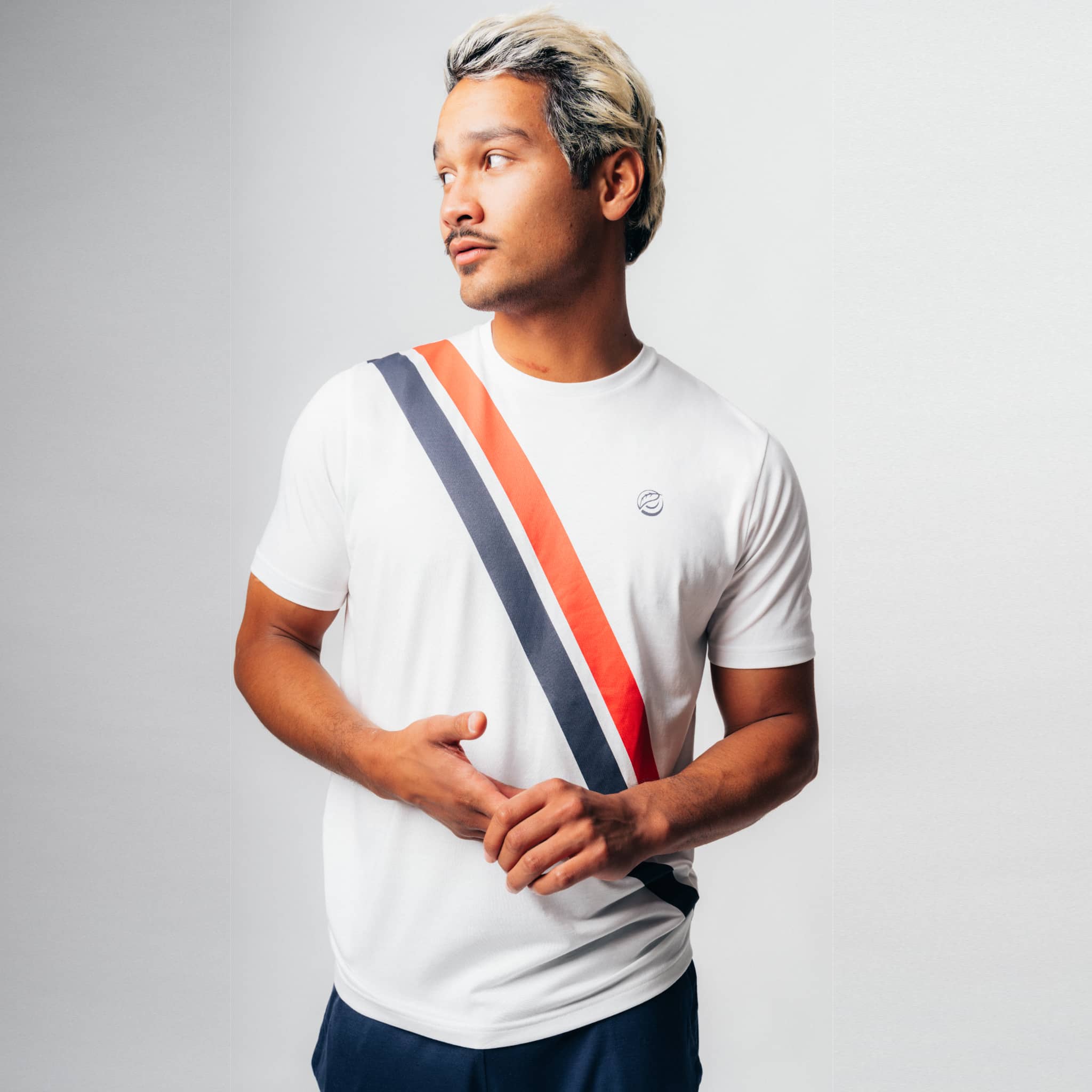 SLAM I Natural Tennis Shirt - grün / lila gestreift