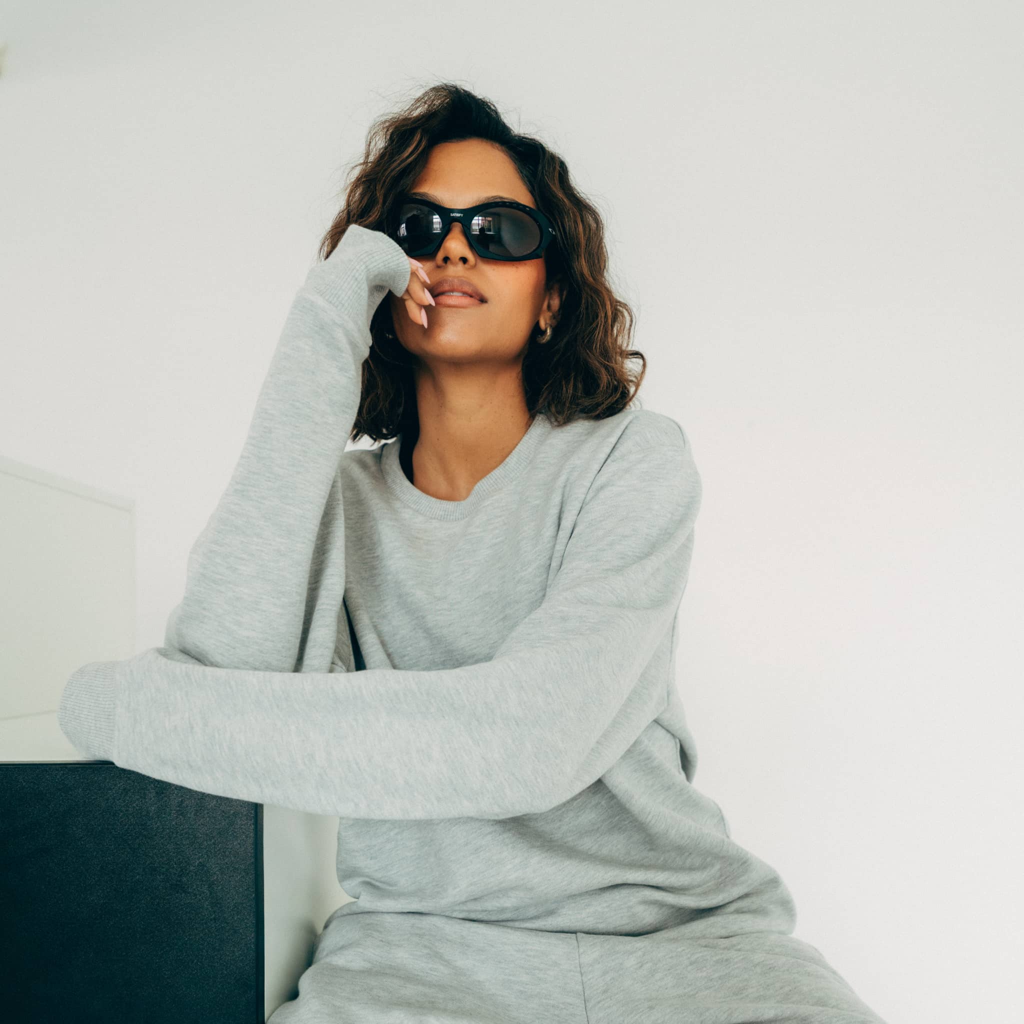 RECORD I Natural Crewneck Sweater aus TENCEL™ - grau meliert