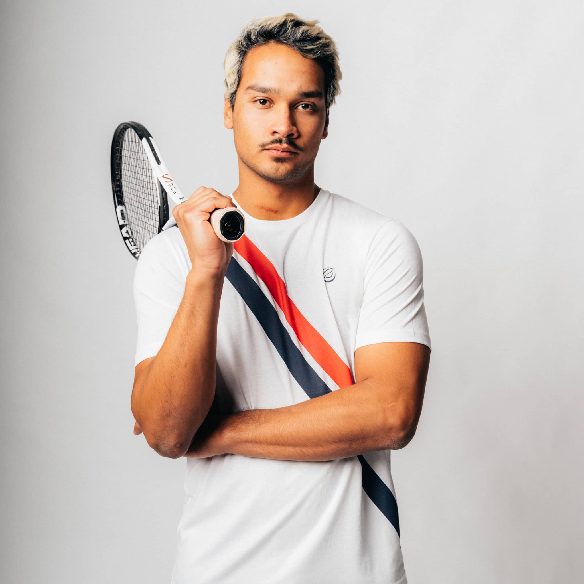 SLAM I Natural Tennis Shirt - grün / lila gestreift