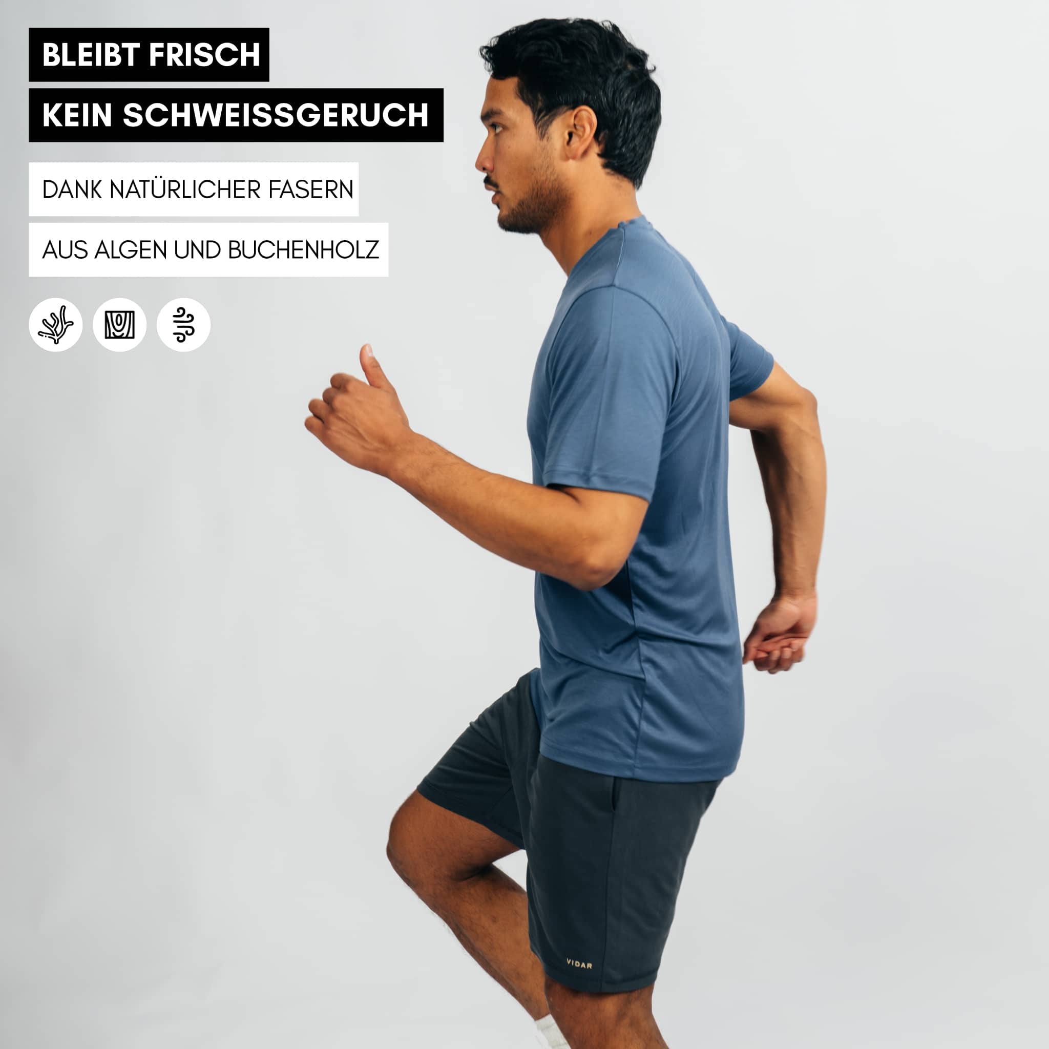 RESET I Natural Performance Tee - marineblau