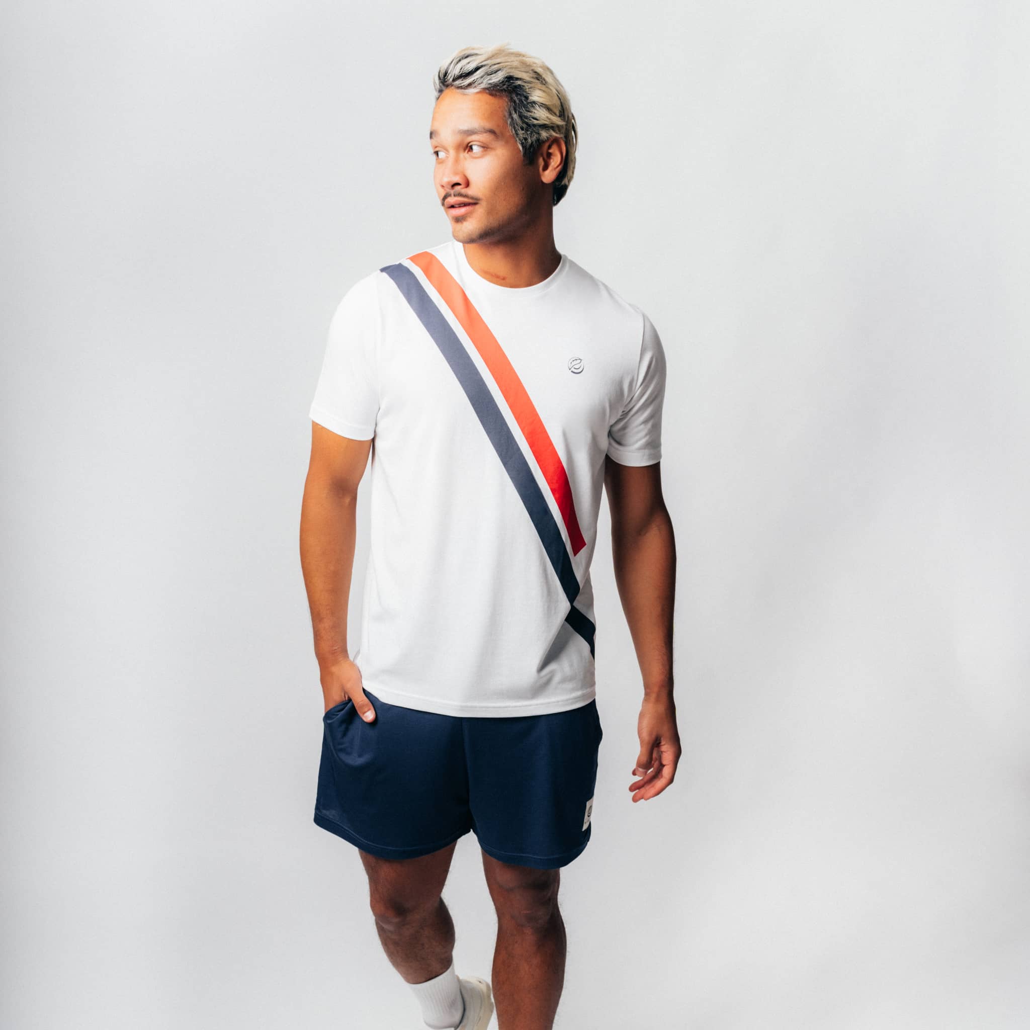 SLAM I Natural Tennis Shirt - grün / lila gestreift