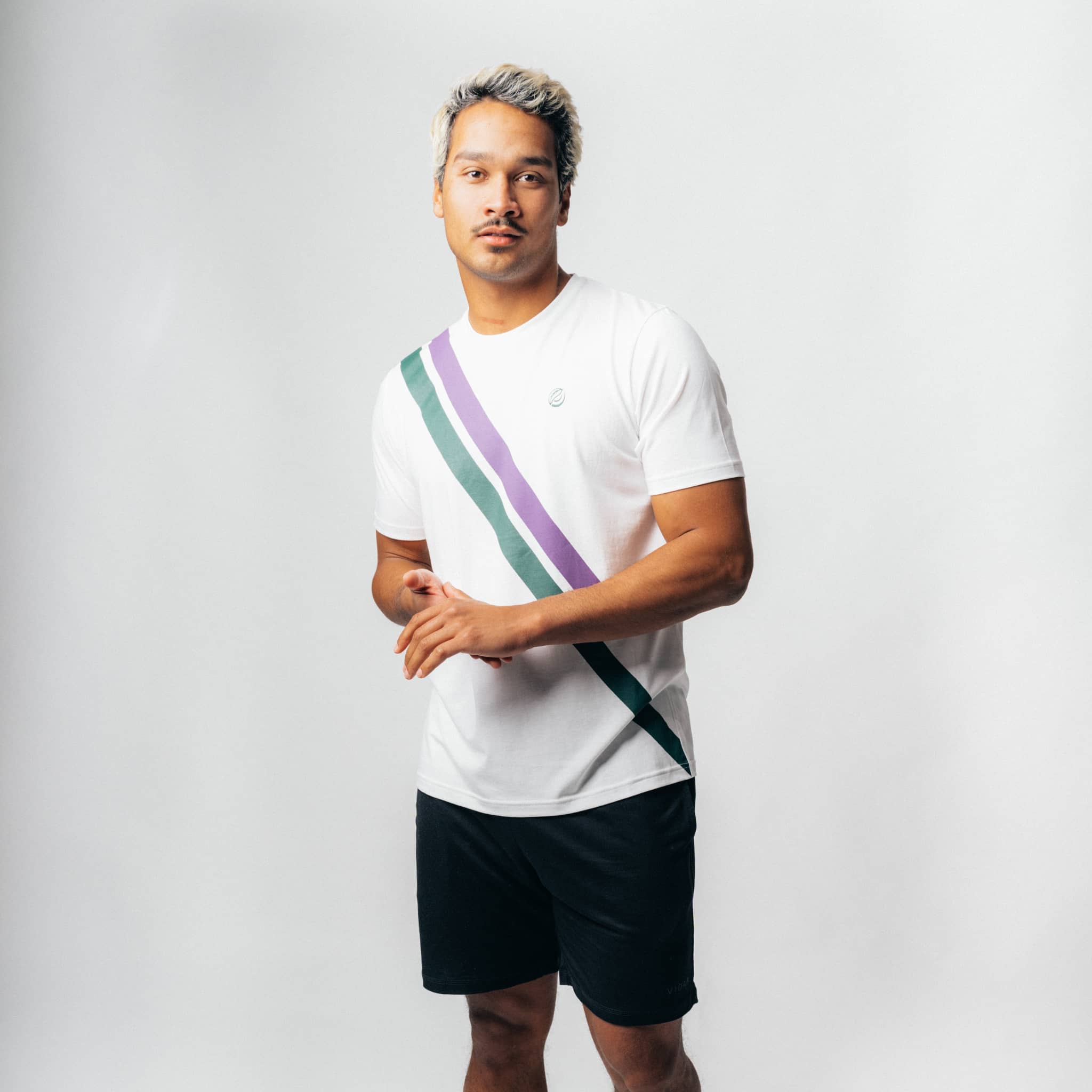 SLAM I Natural Tennis Shirt - grün / lila gestreift