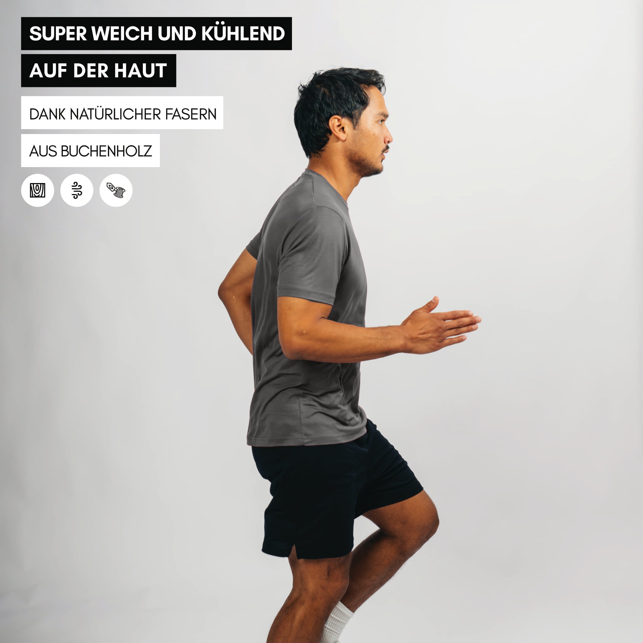 CHANGE I Natural Sport Tee - dunkelgrau