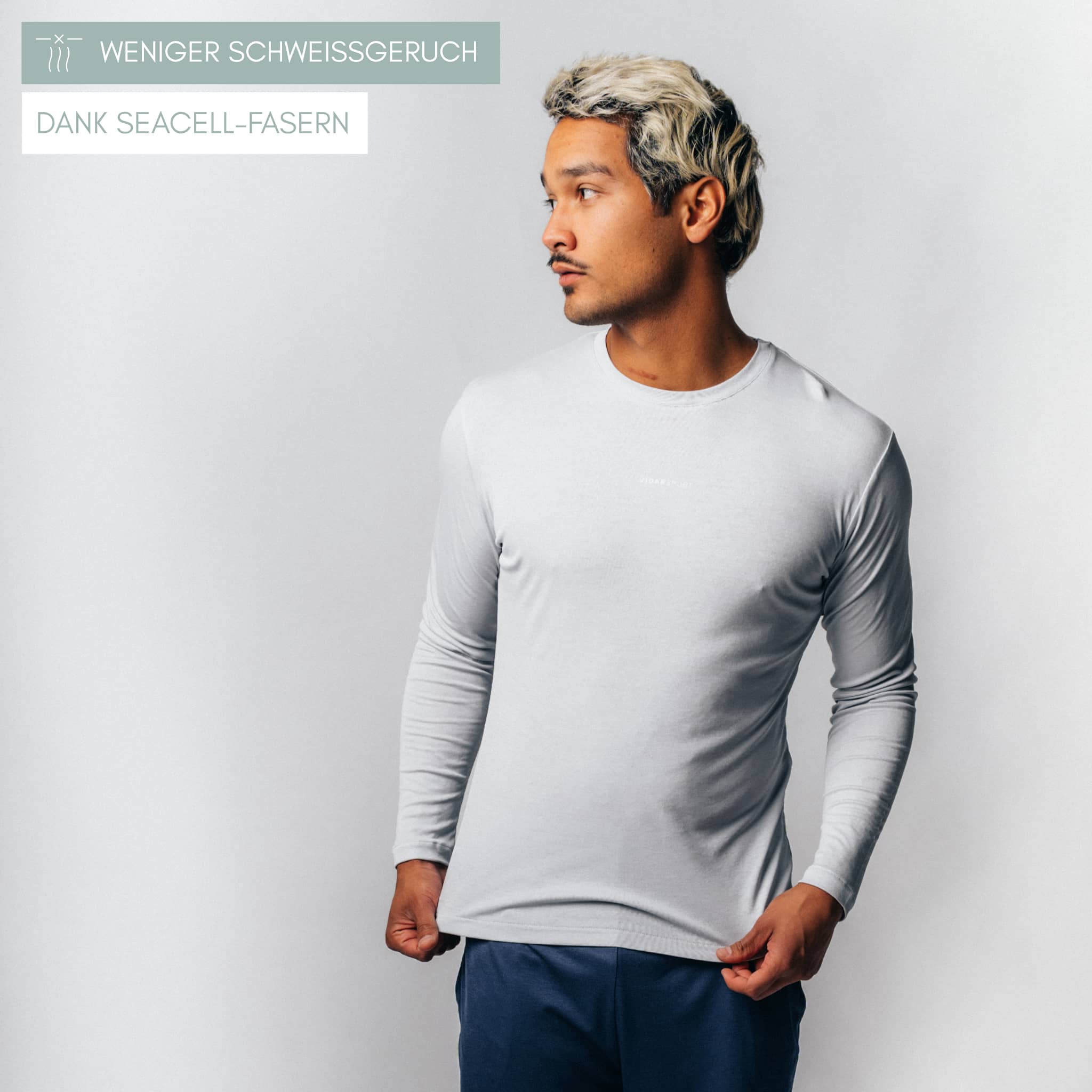 DISTANCE | Natural Performance Longsleeve - hellgrau