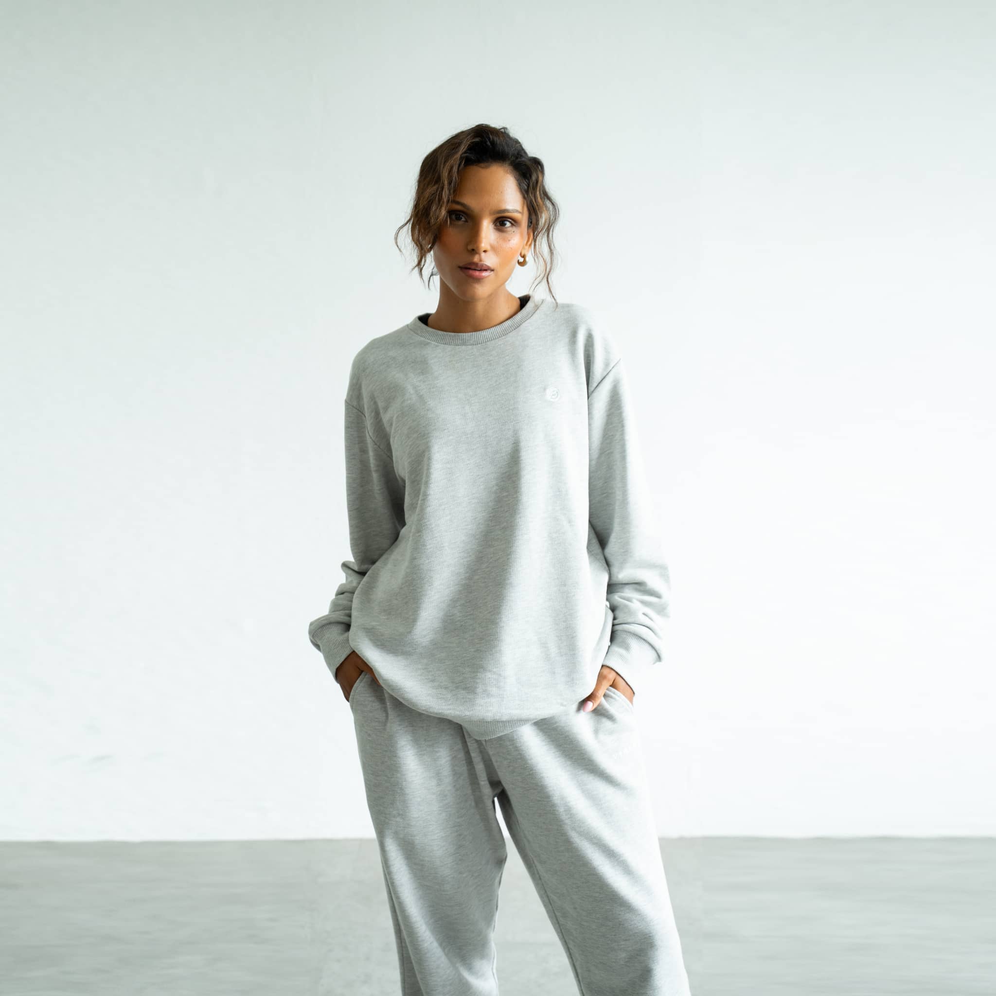 Jogginganzug aus TENCEL™ und Biobaumwolle - grau meliert