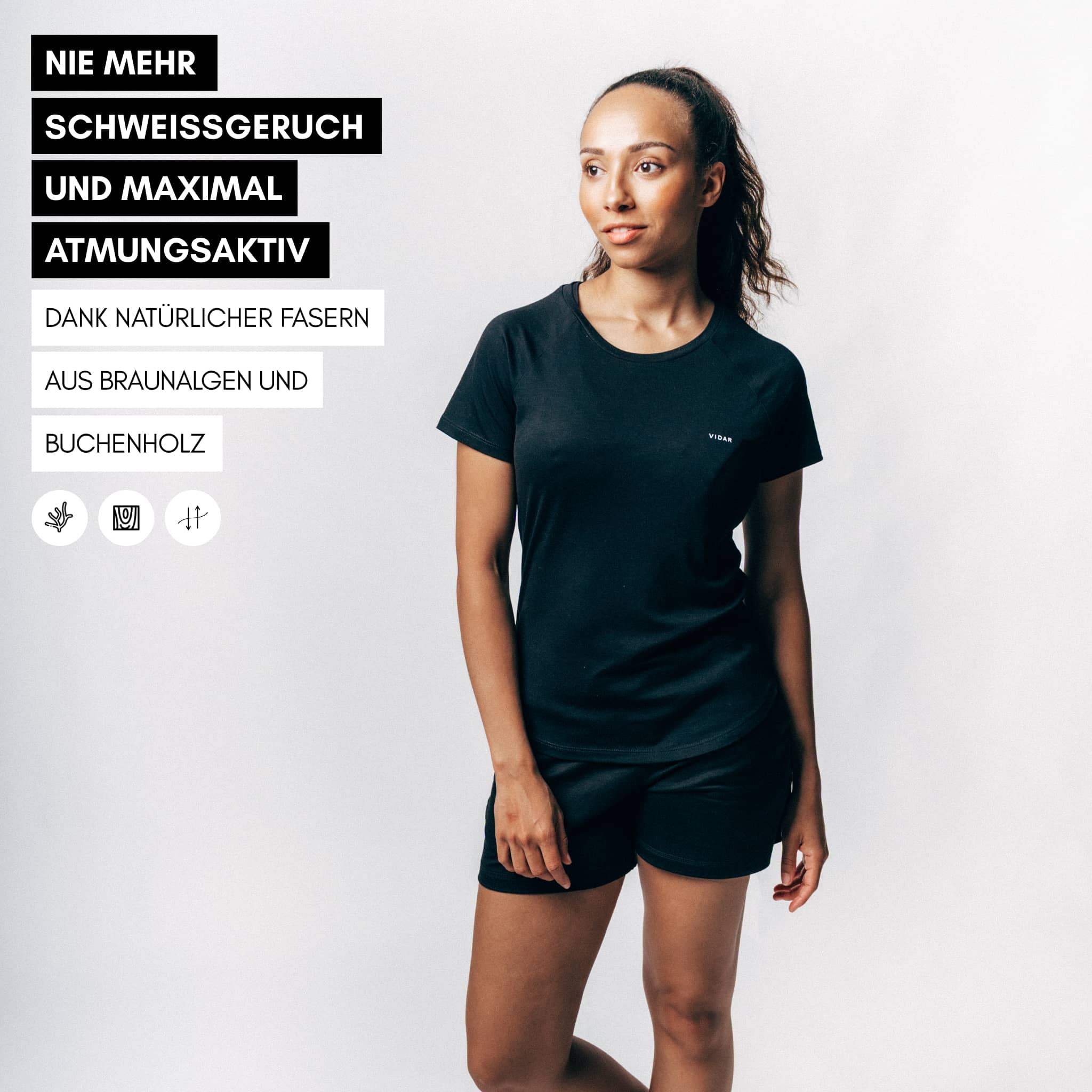 POSEIDA Sportset (kurz) - schwarz / schwarz