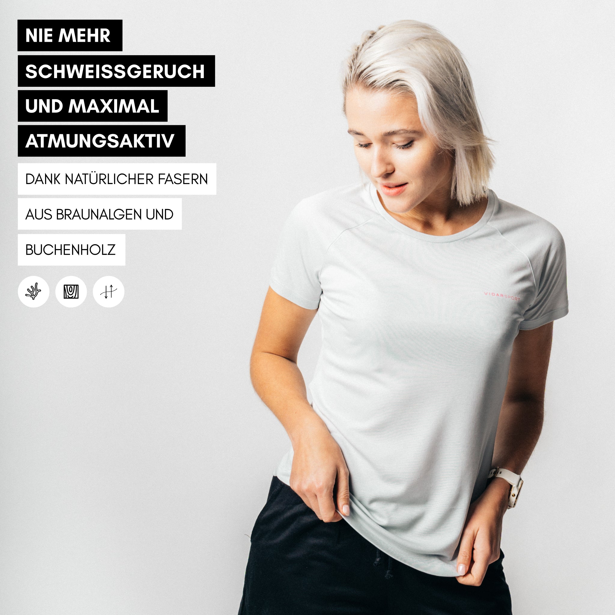 POSEIDA | Women Sport Shirt aus SEACELL - silbergrau