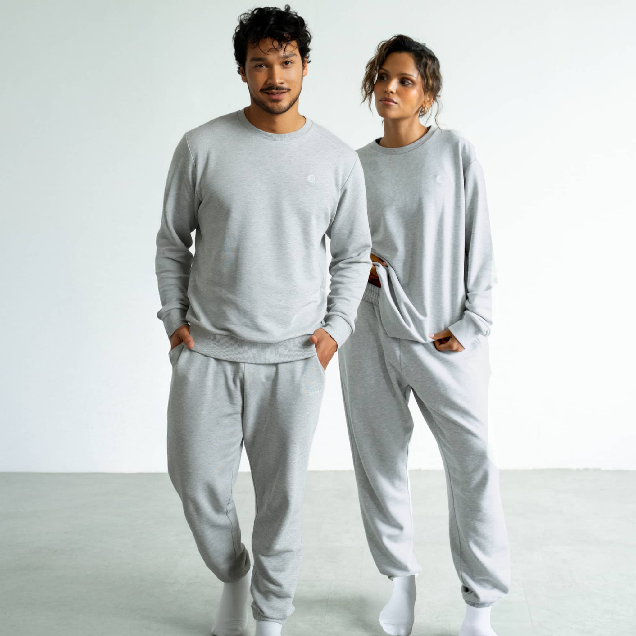 Jogginganzug aus TENCEL™ und Biobaumwolle - grau meliert