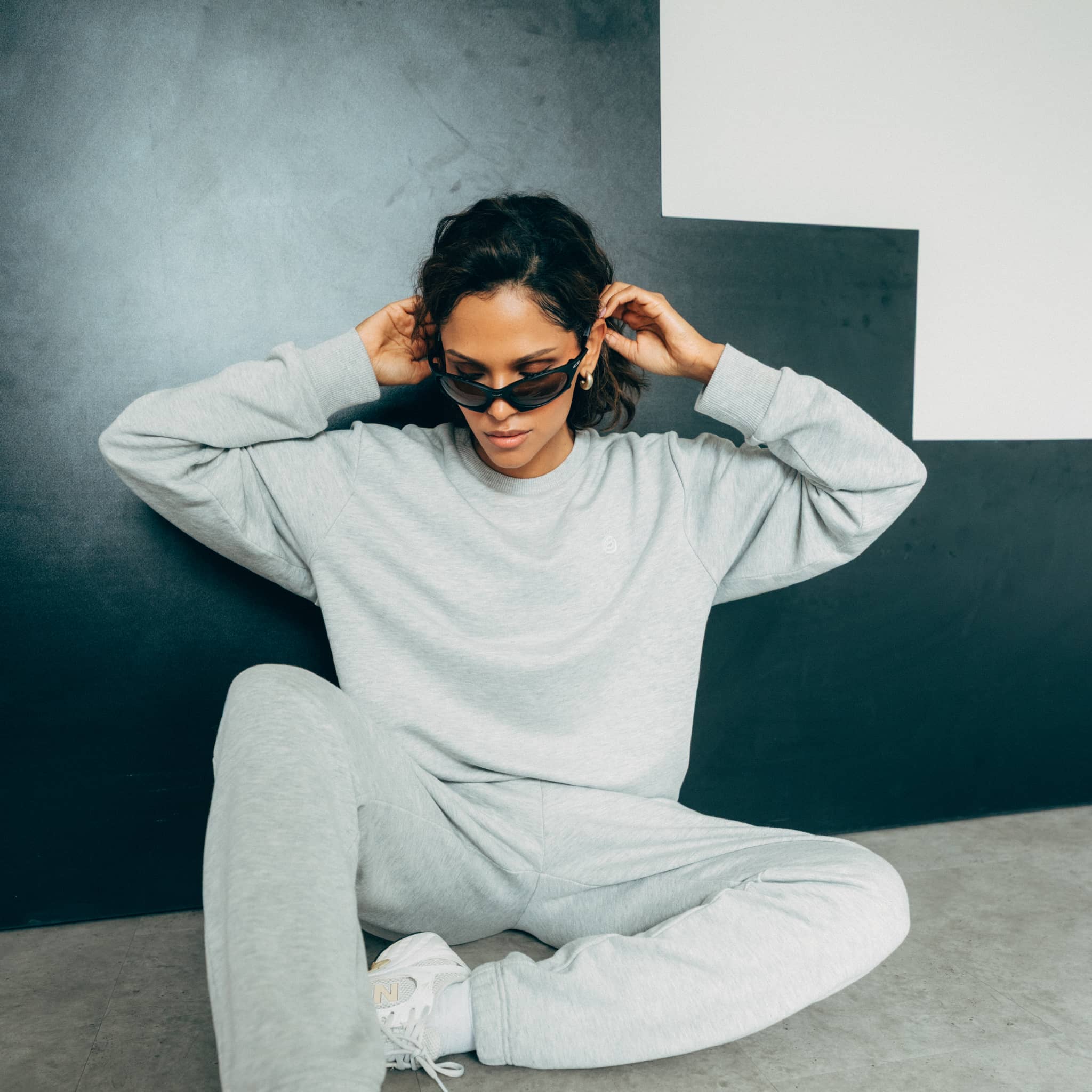 RECORD I Natural Crewneck Sweater aus TENCEL™ - grau meliert