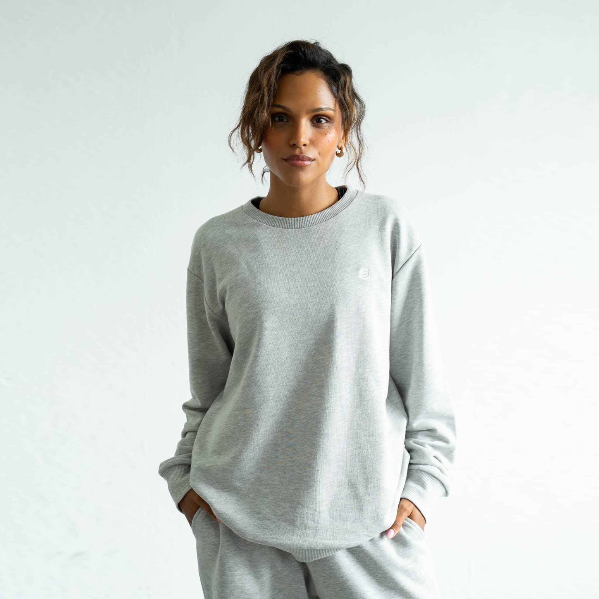 RECORD I Natural Crewneck Sweater aus TENCEL™ - grau meliert