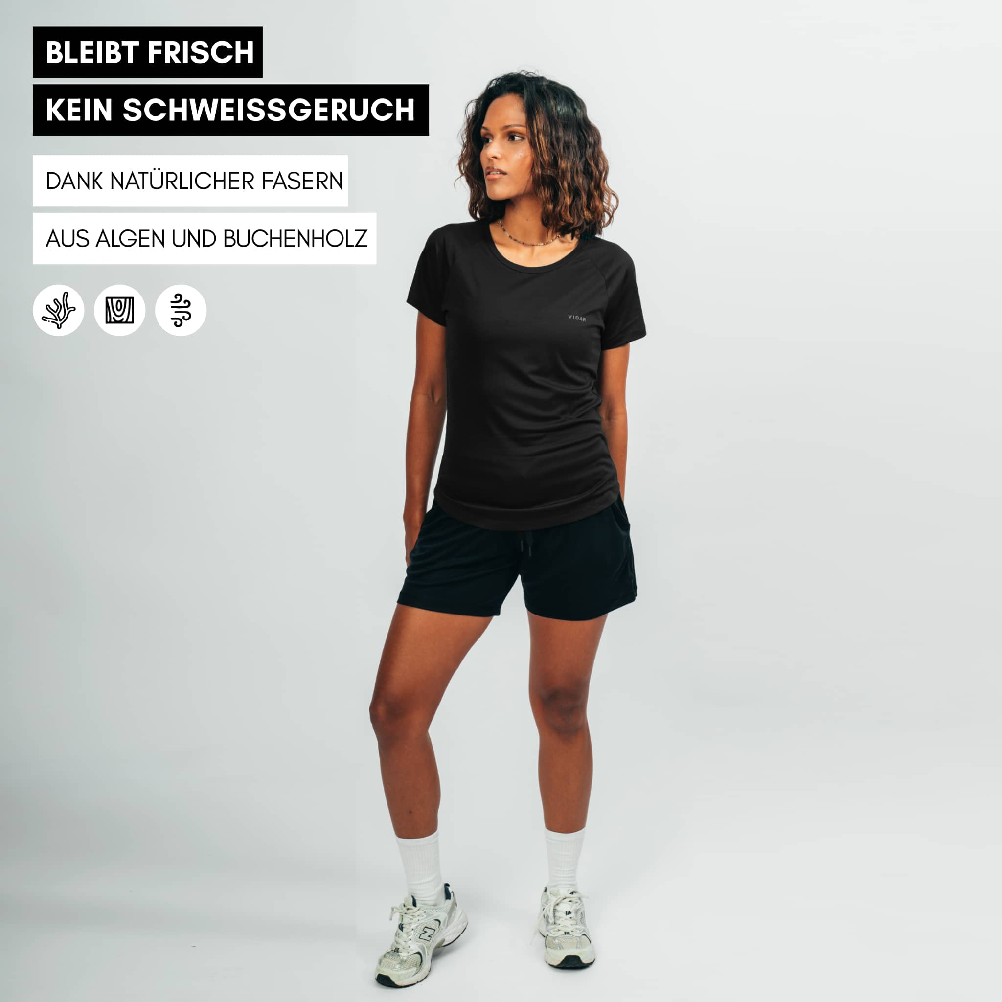 POSEIDA | Women Sport Shirt aus SEACELL - schwarz