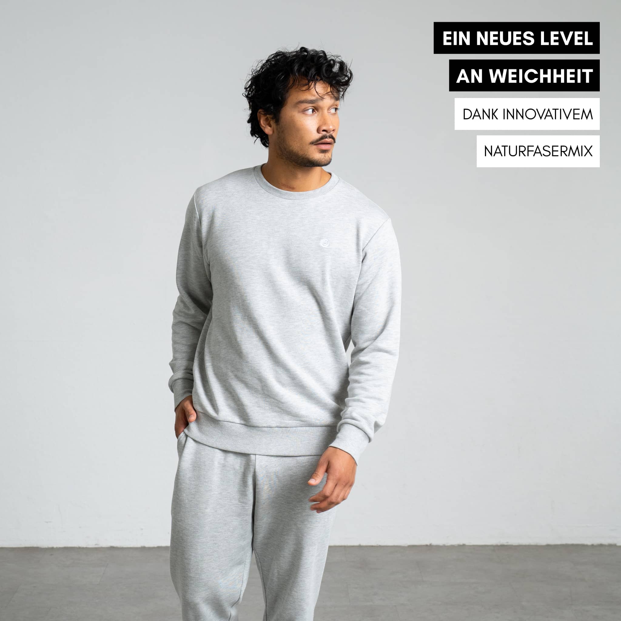 RECORD I Natural Crewneck Sweater - grau-meliert