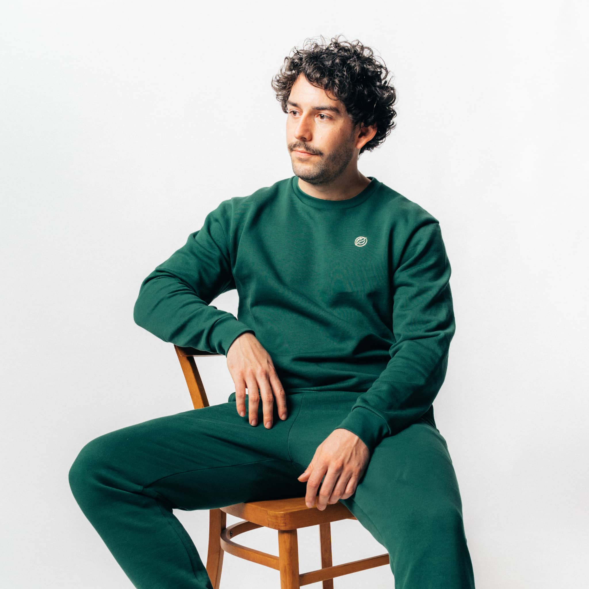 RECORD I Natural Crewneck Sweater - dunkelgrün