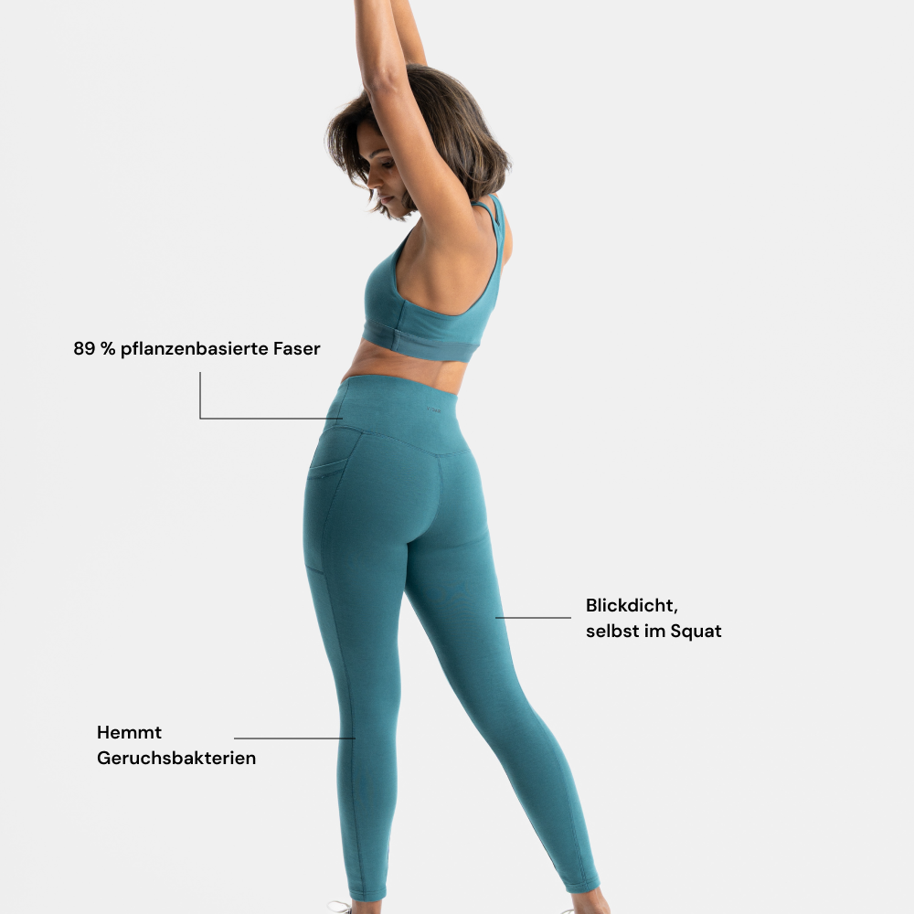 ELEVATE | Natural Sport Leggings | Deep Sea Green