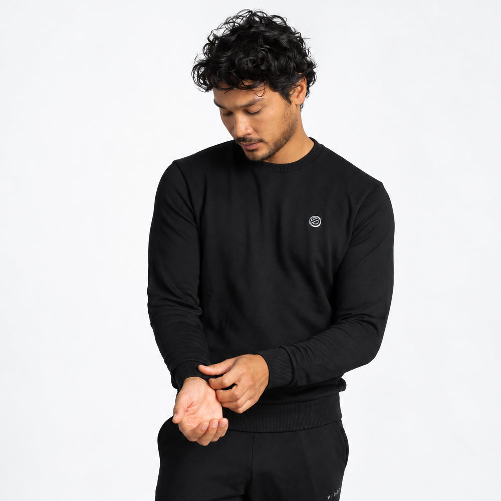 RECORD I Natural Crewneck Sweater | Black