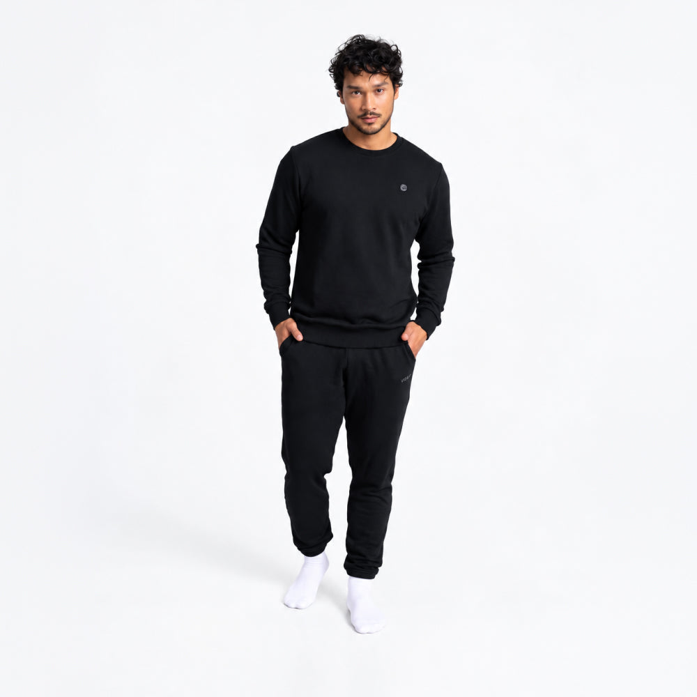 RECORD I Natural Crewneck Sweater | Black