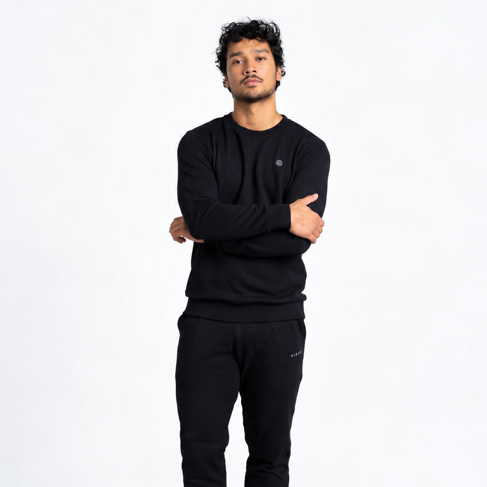 RECORD I Natural Crewneck Sweater | Black