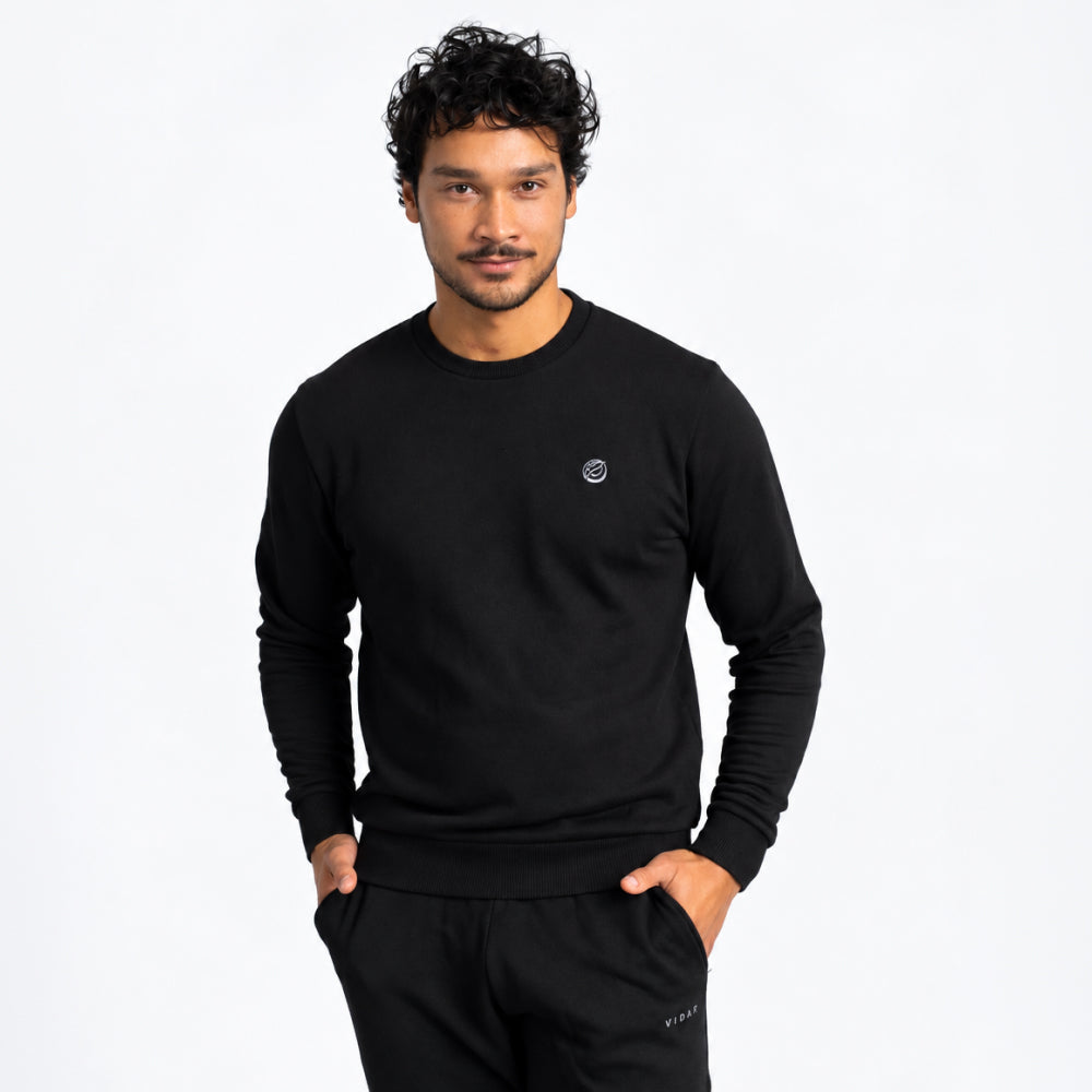 RECORD I Natural Crewneck Sweater | Black