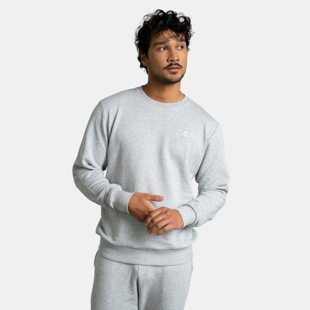 RECORD I Natural Crewneck Sweater | Light Grey