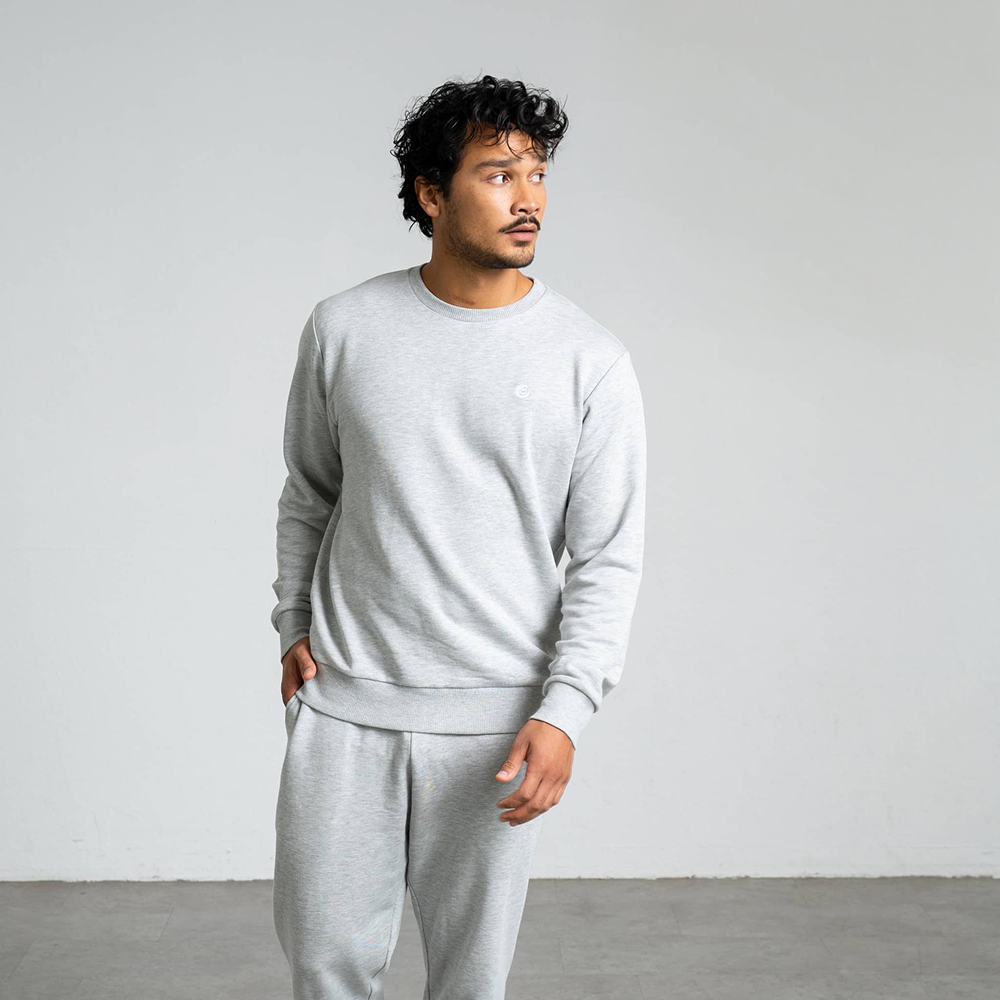RECORD I Natural Crewneck Sweater | Light Grey