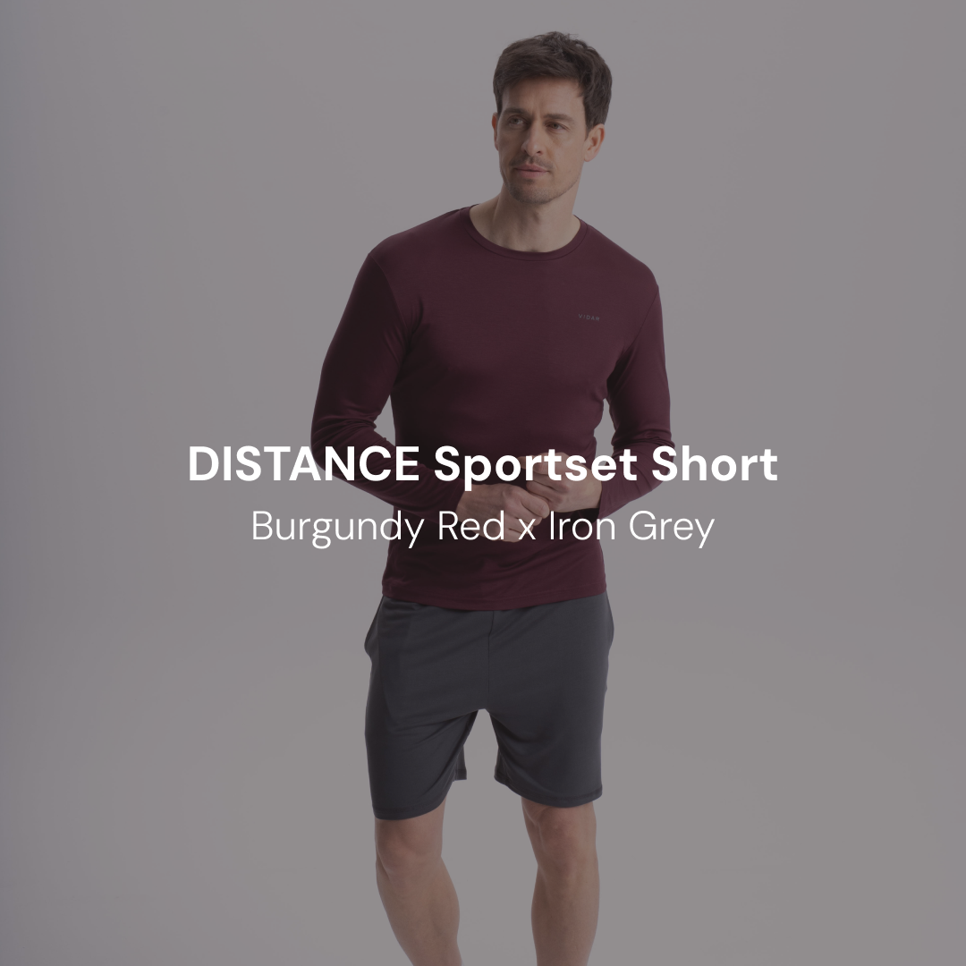 DISTANCE Sportset Short | Burgundy Red x Iron Grey