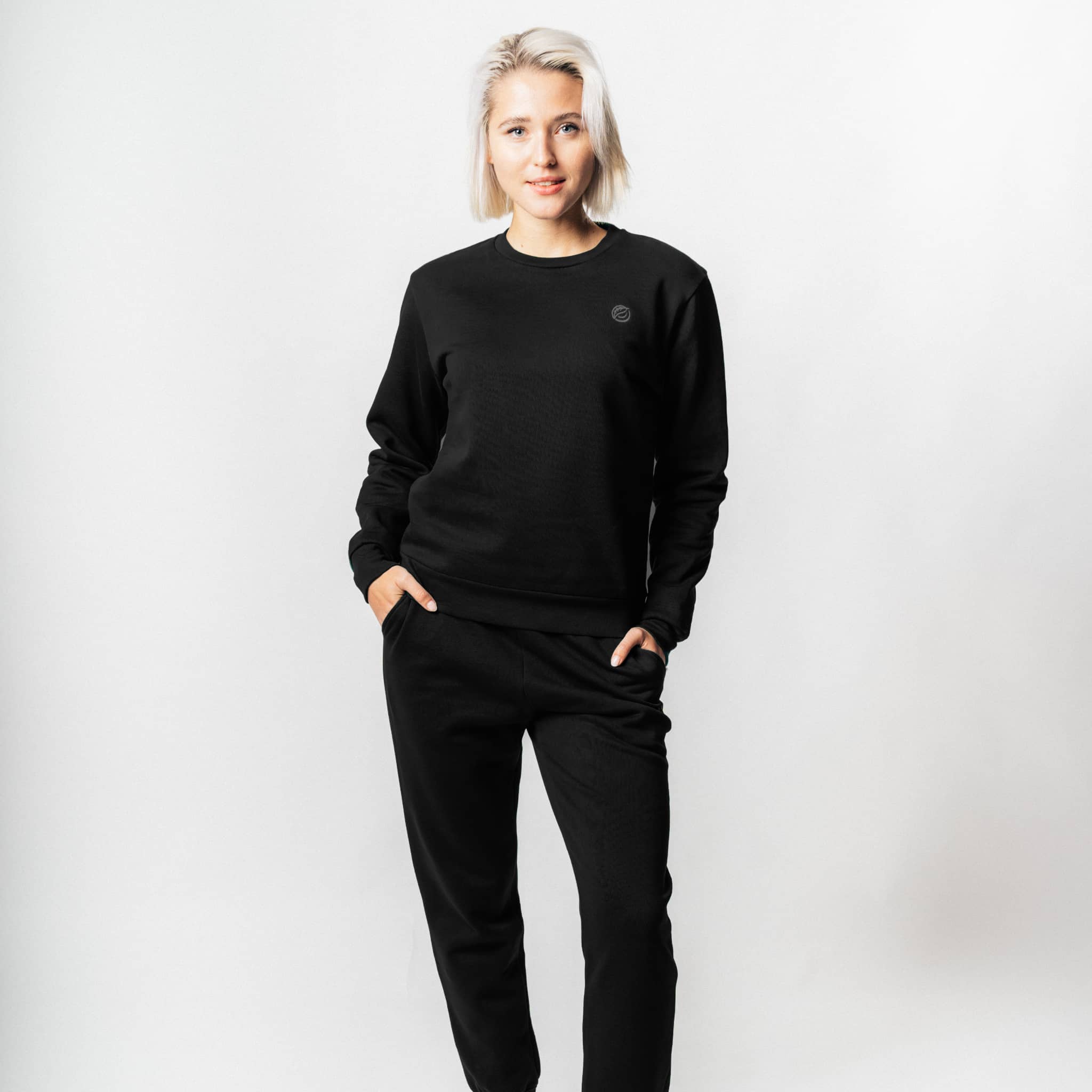RECORD I Natural Crewneck Sweater aus TENCEL™ - schwarz